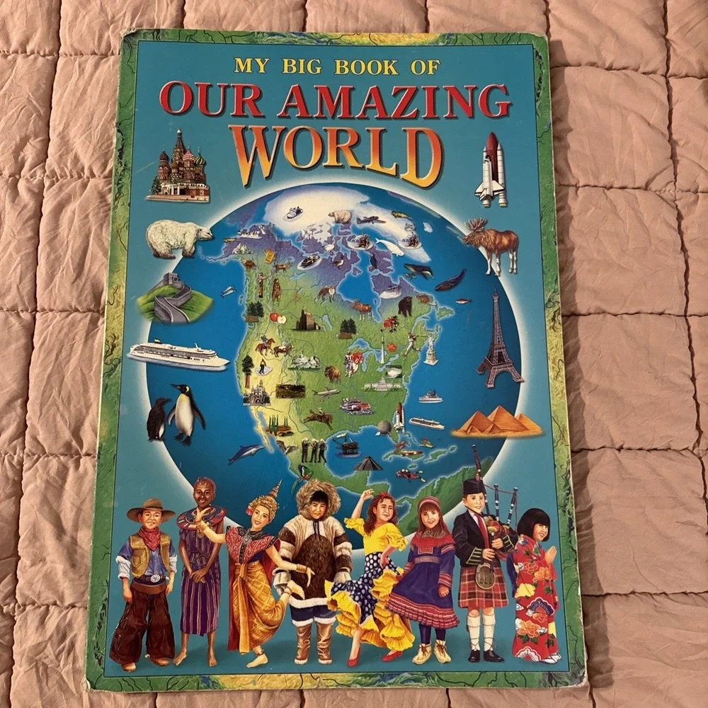 Vtg Y2K 2000 My Big Book of Our Amazing World Board Book Educational Geography